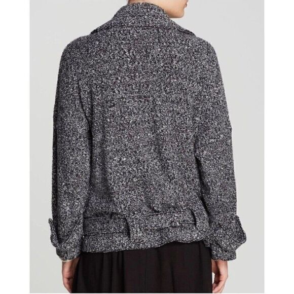 Free People Slouchy Moto Jacket - Belted Trench Pea Coat Black marled SMALL - Picture 4 of 11